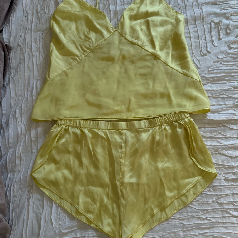 Negative Underwear Eclipse Silk Pajama Set, Sunshine Yellow, M